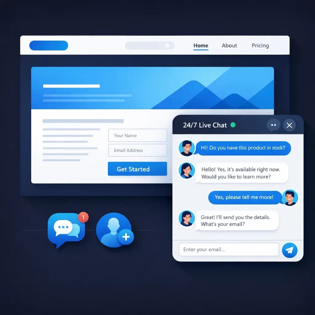 Webchat widget embedded on a website