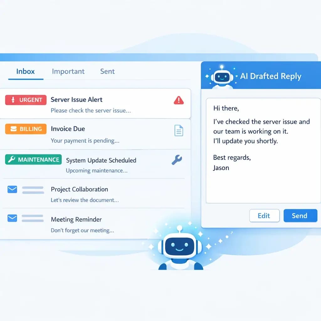 AI-powered email inbox with categorized messages